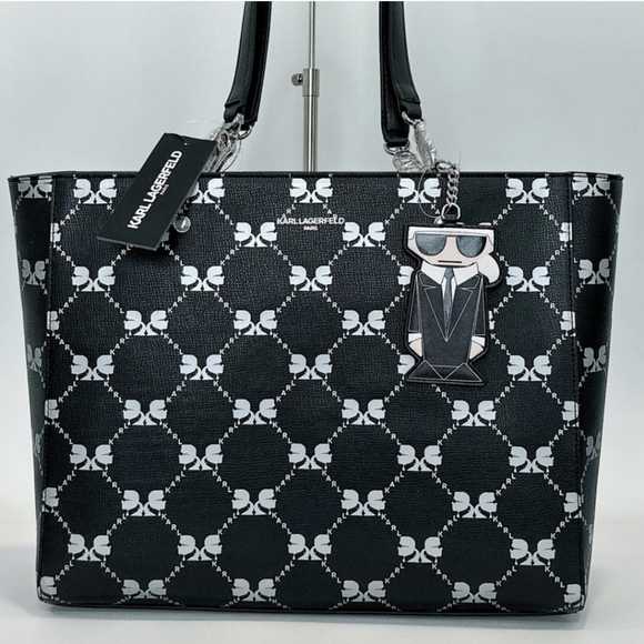 🖤🔹️ Karl Lagerfeld🔹️ Paris Adele Tote Carryall Bag Signature Print  Black